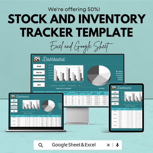 Stock and Inventory Tracker Template, Inventory Management Spreadsheet, Product Stock Log, Inventory Dashboard
