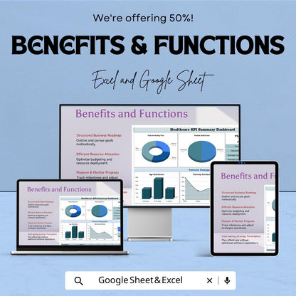 Healthcare KPI Dashboard Template | Medical Analytics Excel & Google Sheets | Hospital Performance Report | Healthcare Metrics Tracker