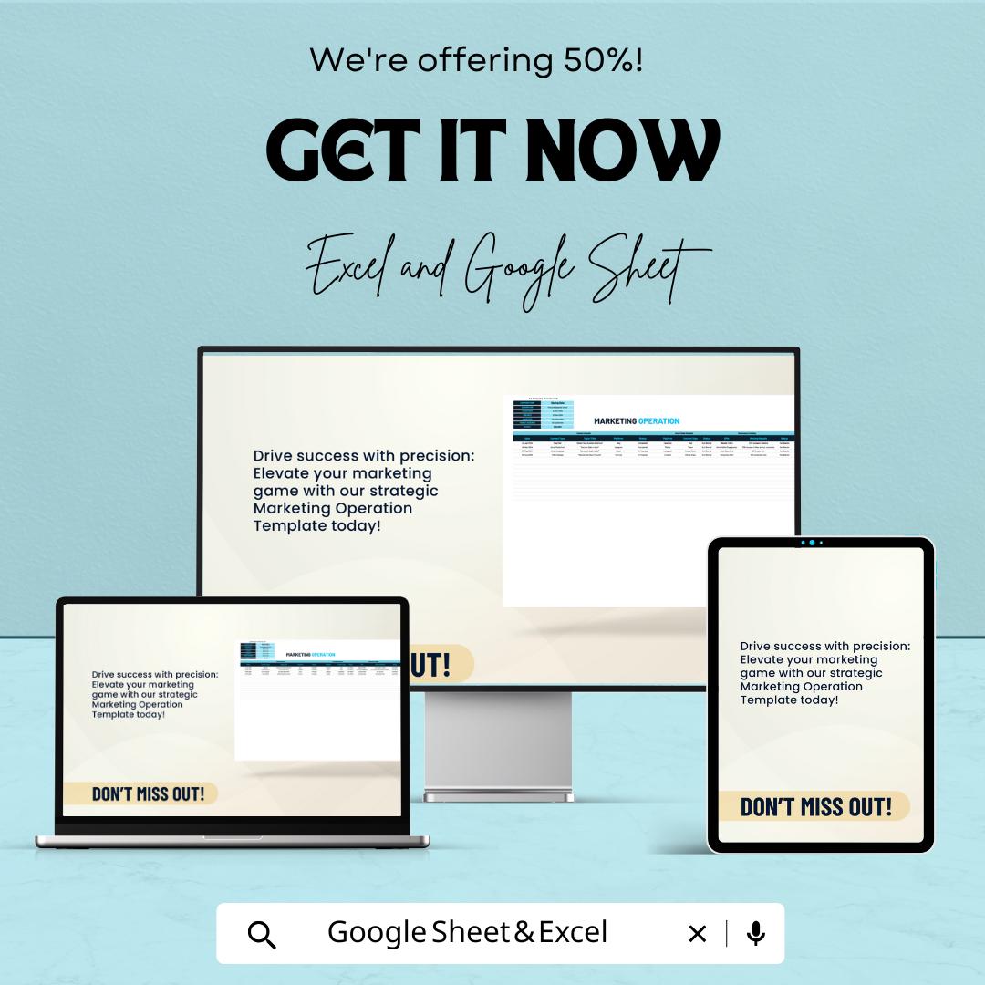 50% Off | Marketing Operation Sheet Template for Excel and Google Sheets | Campaign Planning, Resource Allocation, & Performance Metrics