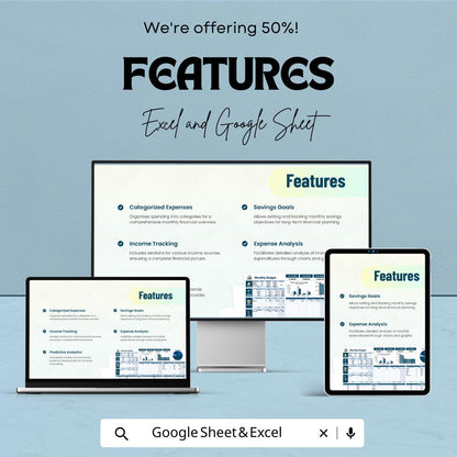 Monthly Budget Templates | Expense Tracker & Income Planner | Excel and Google Sheets Budget Template | Personal Finance Monthly Planner