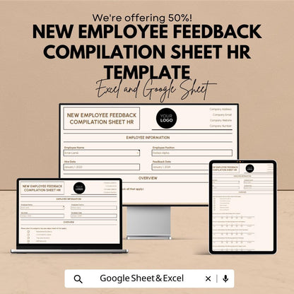New Employee Feedback Compilation Sheet HR Template | Employee Evaluation Form | HR Performance Review | Excel & Google Sheets