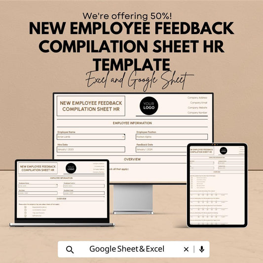 New Employee Feedback Compilation Sheet HR Template | Employee Evaluation Form | HR Performance Review | Excel & Google Sheets