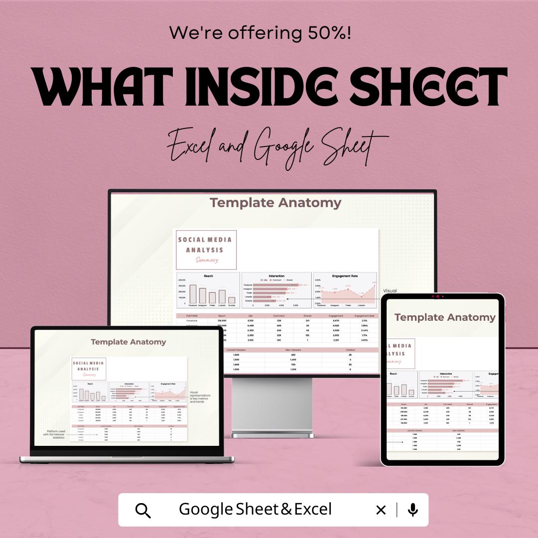 Social Media Analysis Template | Social Media Performance Tracker | Engagement & Growth Analytics Tool