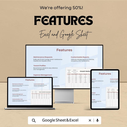 Tenant Property Management Template, Rental Management Spreadsheet, Landlord Tenant Tracker, Maintenance Log