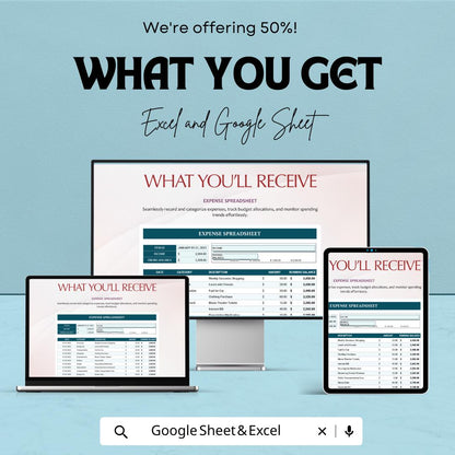 Expense Spreadsheet Template | Excel & Google Sheets | Monthly Expense Tracker | Budget Planner Spreadsheet | Expense Management Tool