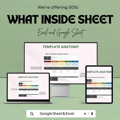 SMART Goals Tracker Excel Template | Goal Tracking Planner | Productivity Tracker | Goal Setting Worksheet | Business Goal Planner