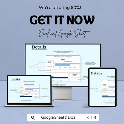 IT Financial Cash Flow Forecast Template | IT Cash Flow Spreadsheet | Technology Budget Planner | Excel & Google Sheets | Business Financial