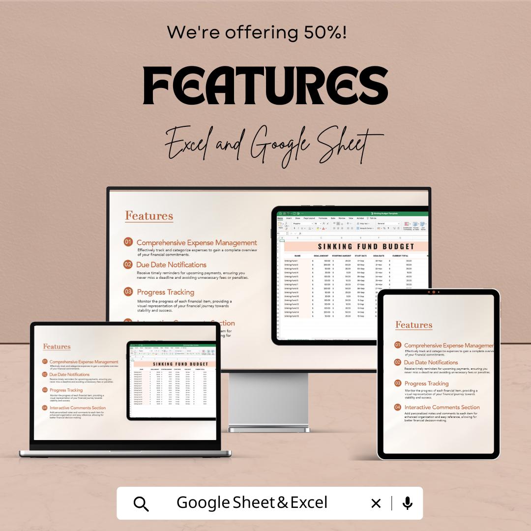 Sinking Fund Budget Template | Excel and Google Sheets Budget Planner | Sinking Budget Spreadsheet | Expense Tracker & Financial Planner