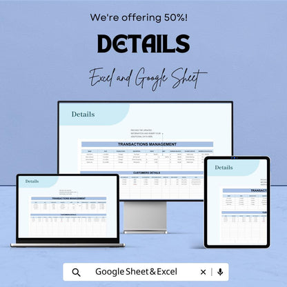 Credit Account Register Template | Excel & Google Sheets Customer Credit Tracker | Transaction Log Spreadsheet | Account Balance Register