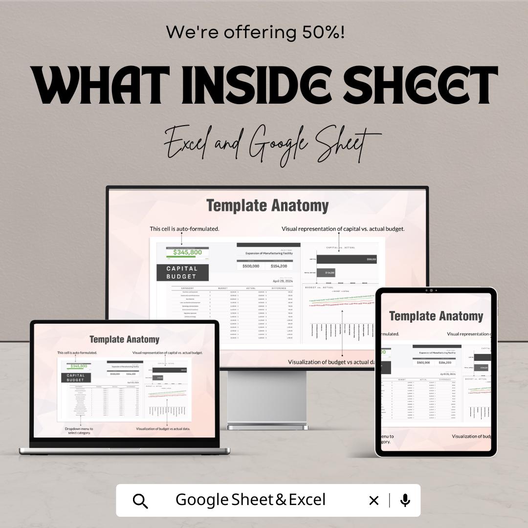 Finance Capital Budgeting Analysis Template | Capital Budget Planner | Investment Analysis Spreadsheet | Financial Planning Tool