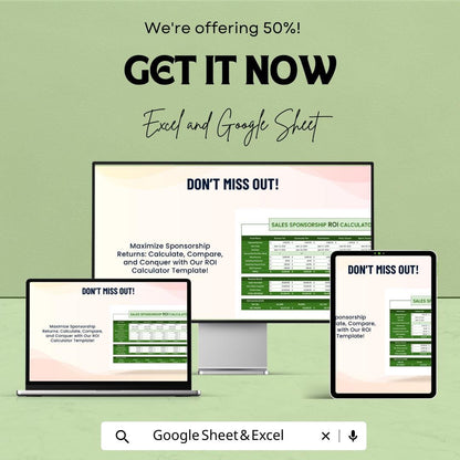 Sales Sponsorship ROI Calculator – Excel & Google Sheets Template for Sponsorship Analysis – 50% Off
