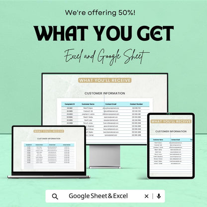 Operations Customer Complaint Tracking Template | Complaint Management Spreadsheet | Excel & Google Sheets