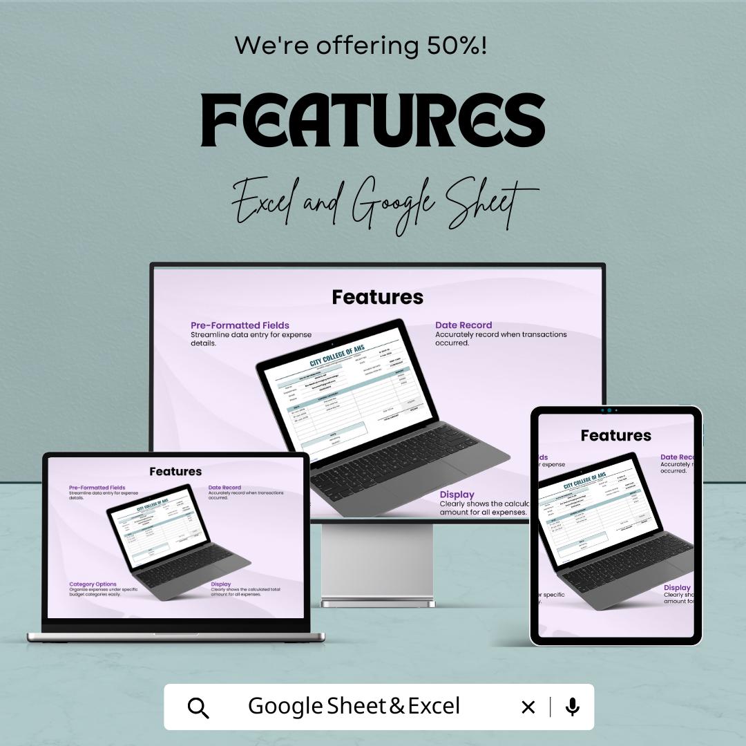 Expense Receipt Sheet | Excel & Google Sheet | Track Expenses, Payments, and Budgets | Customizable Financial Template