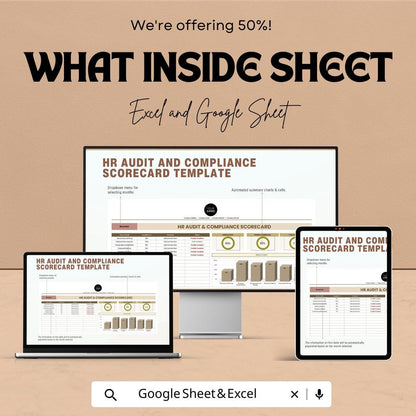 HR Audit and Compliance Scorecard Template | HR Compliance Tracker | Audit Checklist | Excel & Google Sheets HR Template