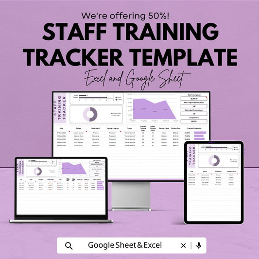 Staff Training Tracker Template | Employee Training Log Excel & Google Sheets | HR Training Management Spreadsheet