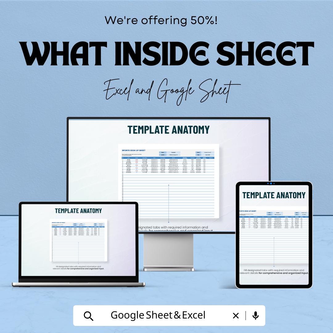 Sports Sign Up Sheet – Excel & Google Sheet Template for Event Registration | Customizable Sports Participant Tracker
