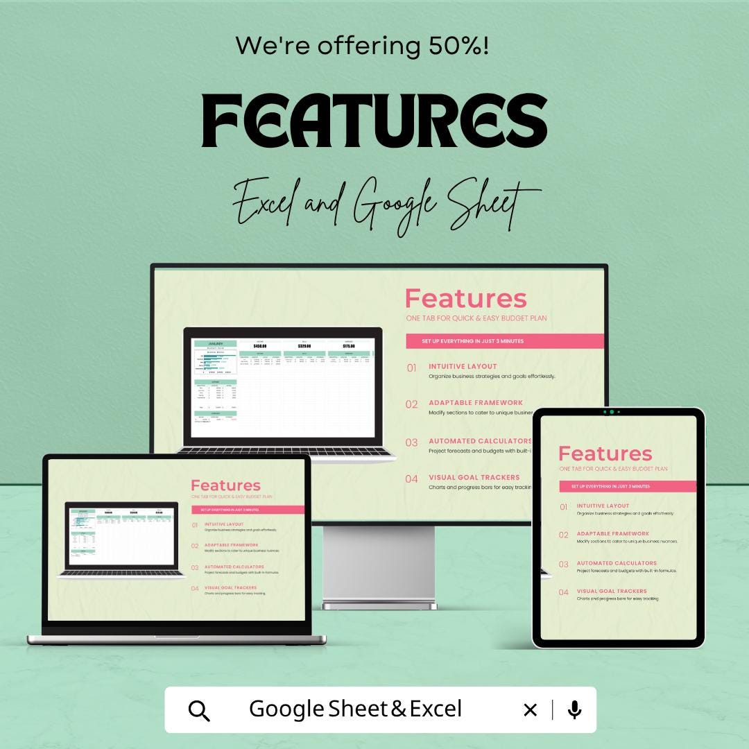 Budget Plan Template | Monthly Budget Spreadsheet | Expense Tracker | Financial Planner | Excel & Google Sheets | Money Management Sheet