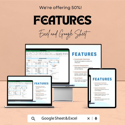Weekly, Bi-Weekly Budget Sheet | Excel and Google Sheets | Budget Planner Template | Income and Expense Tracker | Digital Finance Tool