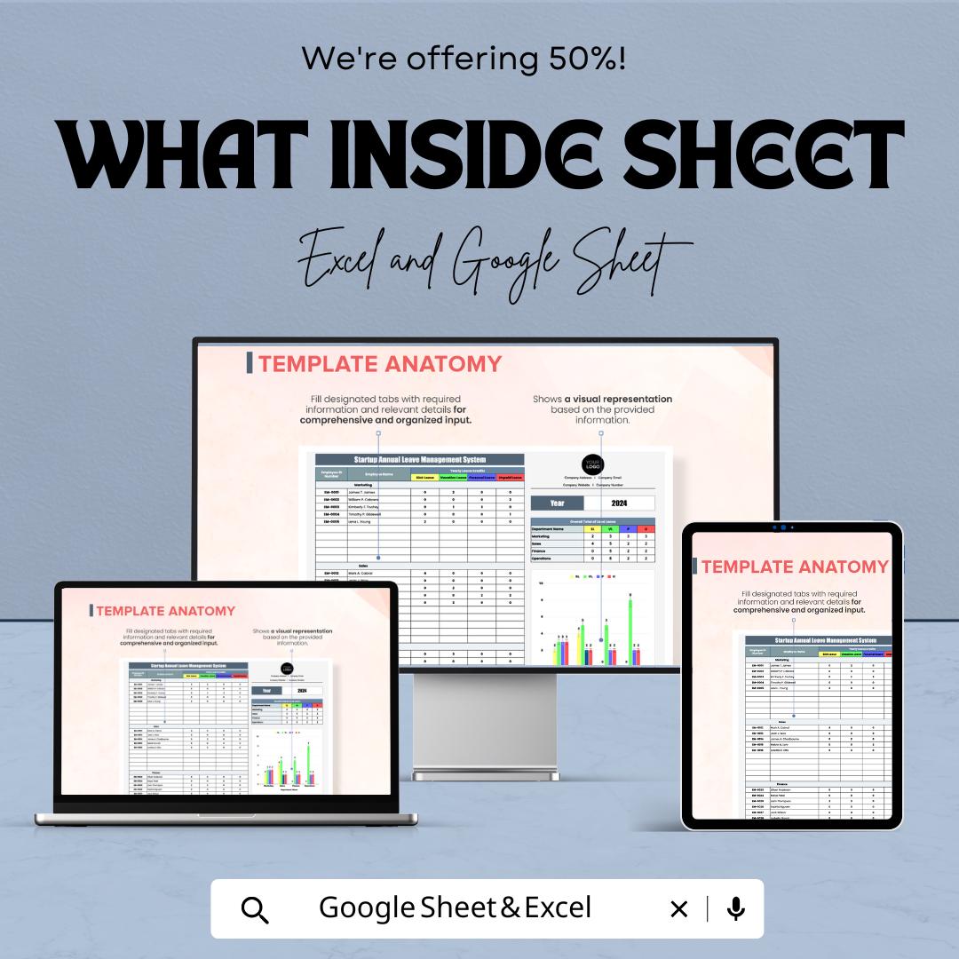 Startup Annual Leave Management System Template | Excel & Google Sheets | Employee Leave Tracker | HR Leave Planner | Digital Download