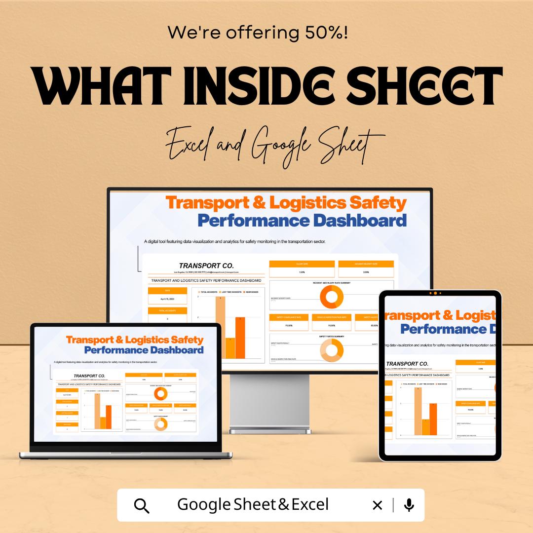 Transport and Logistics Safety Performance Dashboard Template | Safety KPI Tracker | Incident and Injury Report Sheet