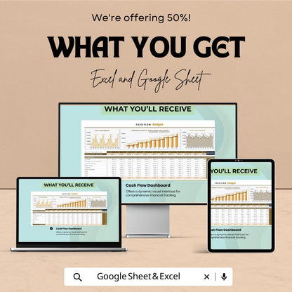 Cash Flow Analysis Template, Excel & Google Sheets, Cash Flow Tracker, Business Finance Spreadsheet, Budget and Income Expense Tool