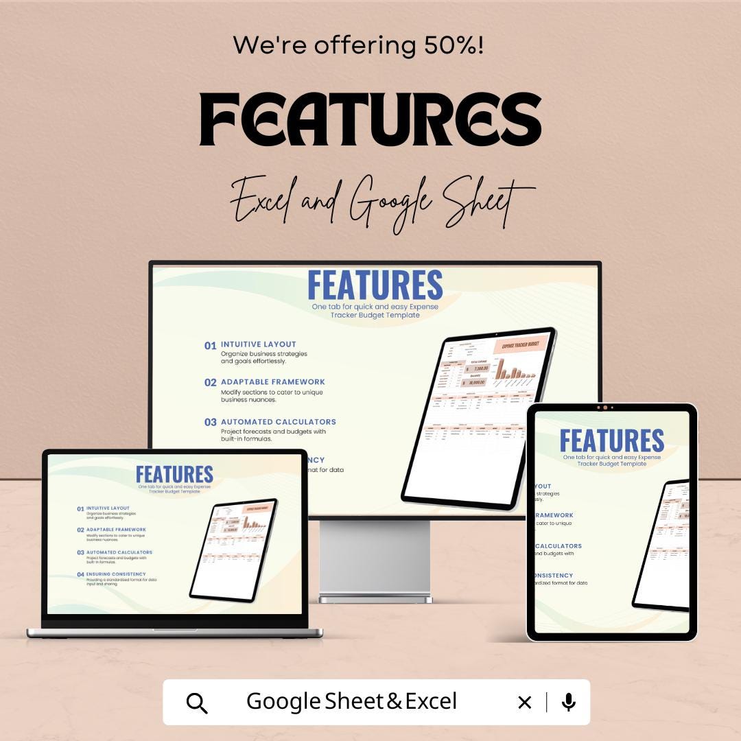 Expense Tracker Budget Sheet | Excel and Google Sheet Template | Budgeting Tool for Personal & Business Finances