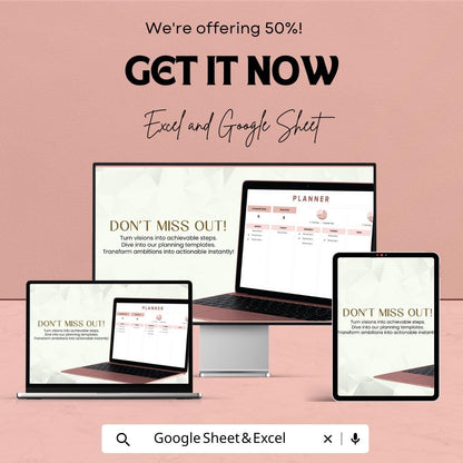 Planner Template | Google Sheets & Excel | Task Organizer | Daily Weekly Monthly Planner | Productivity Tracker | Editable Schedule