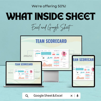 Team Scorecard Template | Employee Performance Scorecard | Team Performance Tracker Spreadsheet | KPI Dashboard Template