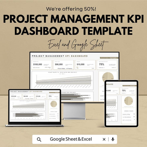 Project Management KPI Dashboard Template | Performance Dashboard | Project Metrics and KPI Reporting Template