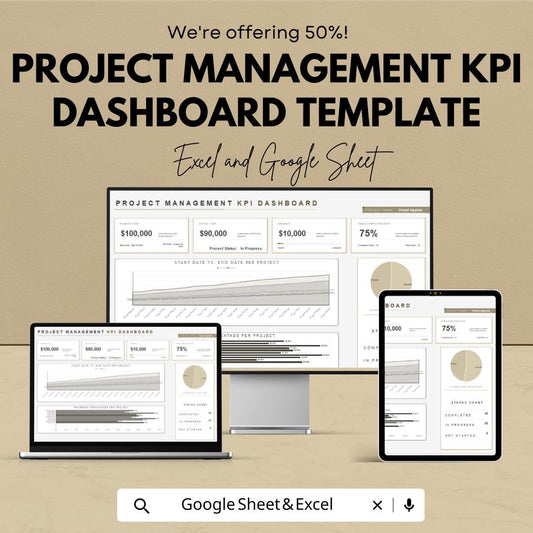 Project Management KPI Dashboard Template | Performance Dashboard | Project Metrics and KPI Reporting Template