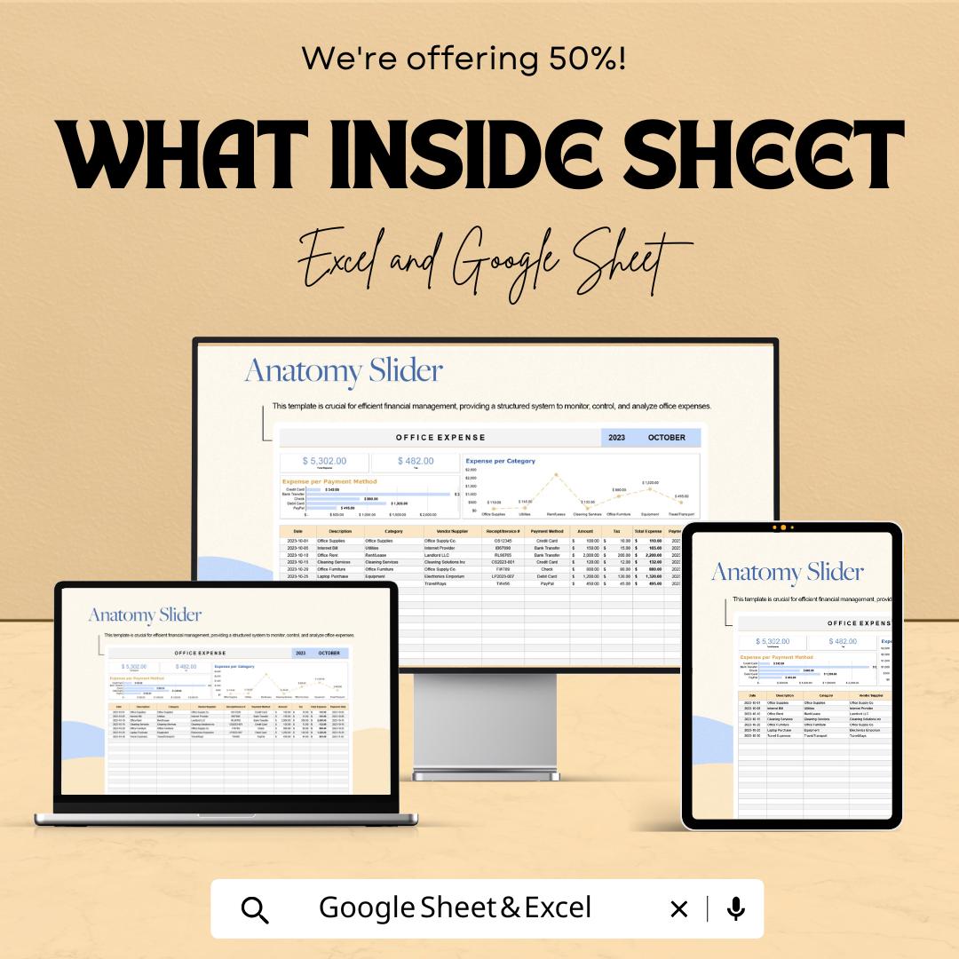 Office Expense Tracker Template Excel | Business Expense Spreadsheet | Expense Report Tracker | Office Budget Planner