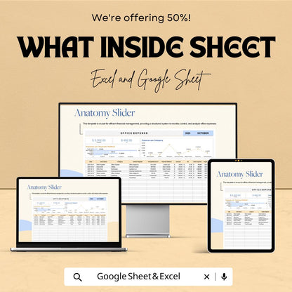 Office Expense Tracker Template Excel | Business Expense Spreadsheet | Expense Report Tracker | Office Budget Planner