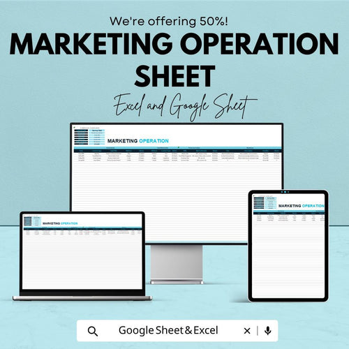 50% Off | Marketing Operation Sheet Template for Excel and Google Sheets | Campaign Planning, Resource Allocation, & Performance Metrics