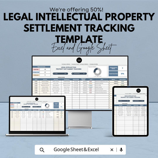 IP Settlement Tracker Template, Legal Case Settlement Log, Intellectual Property Payment Tracker, Legal Settlement Spreadsheet