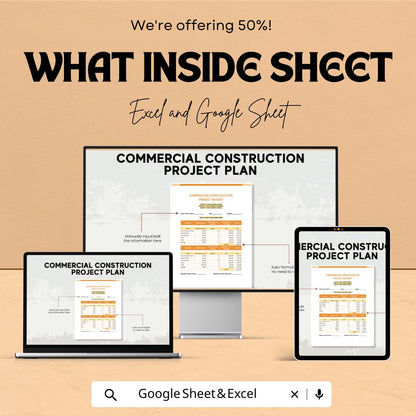Commercial Construction Project Budget Template | Contractor Estimate Tracker | Building Cost Planner | Project Sheet