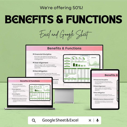Business Annual Budget Template | Yearly Budget Planner | Financial Dashboard Spreadsheet | Income Expense Forecasting Tool