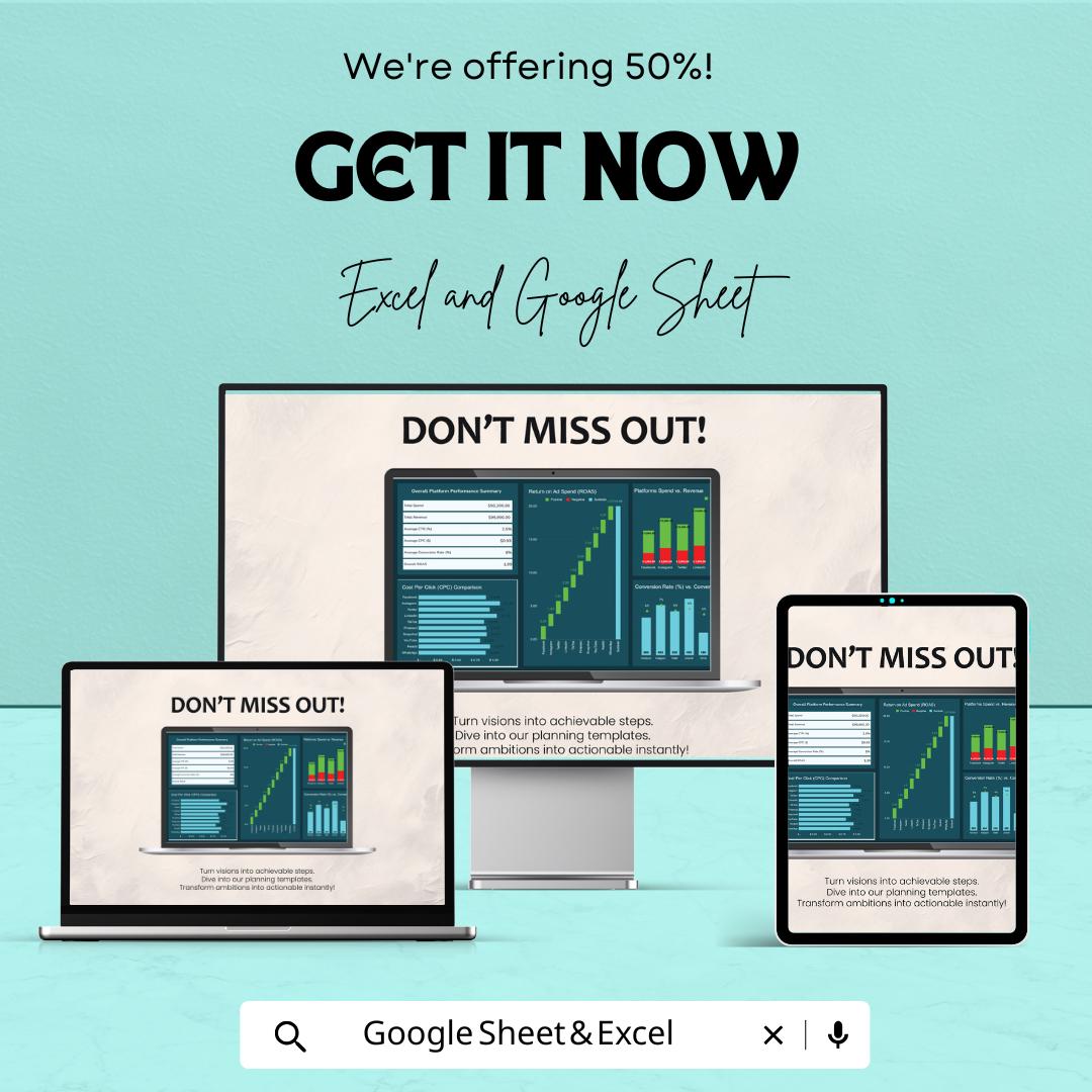 Startup Social Media Performance Dashboard Template | Social Media Analytics Spreadsheet | Marketing KPI Tracker | Excel and Google Sheets |