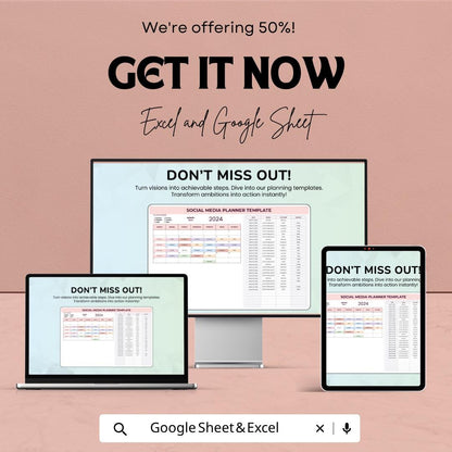 Social Media Planner Template | Content Calendar Spreadsheet | Social Media Tracker | Content Planning Template | Excel & Google Sheets |