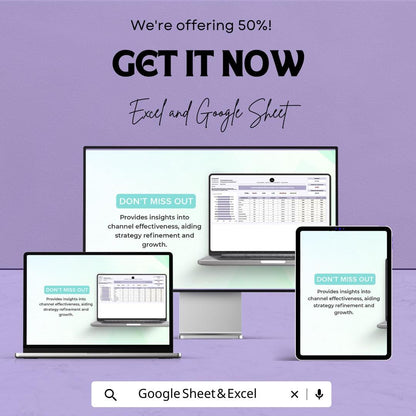Startup Marketing ROI Tracker | Marketing Channel Comparison Template | Multi-Channel Analytics Dashboard