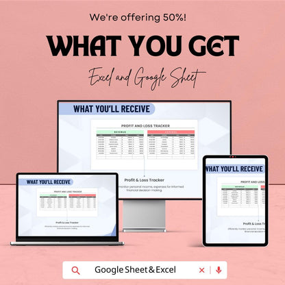 Personal Profit and Loss Sheet Template - Track Your Finances, Expenses - Monthly Tracker - Budget Planner - Financial Management