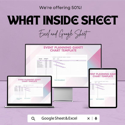 Event Planning Gantt Chart - Google Sheets Template for Task Management | Event Scheduling, Resource Allocation and Deadline Tracking