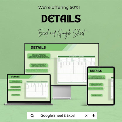 Debt Payment Record Template | Excel & Google Sheets Debt Tracker | Loan Payment Log Spreadsheet | Personal Finance Organizer