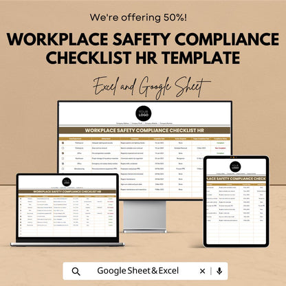 Workplace Safety Checklist HR Template, Safety Compliance Tracker, HR Safety Audit Sheet, OSHA Checklist, Excel & Google Sheets