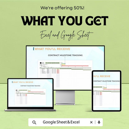 Legal Contract Milestones Tracking Template | Contract Timeline and Deadline Tracker | Excel & Google Sheets