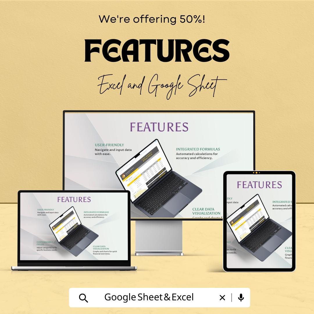 Cost Benefit Analysis Template | Excel & Google Sheets Financial Decision Tool | ROI and Project Evaluation Spreadsheet