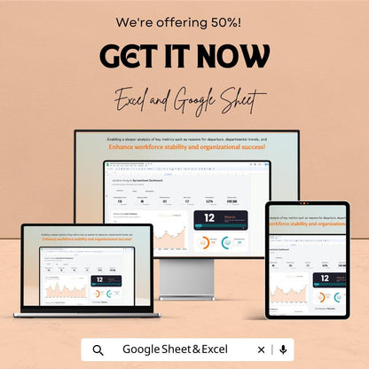 Attrition Analysis Dashboard Template | HR Analytics Spreadsheet | Employee Turnover Report | Google Sheets & Excel KPI Dashboard