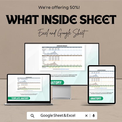 Cashflow Forecast Sheet - Excel and Google Sheet | Financial Planning & Cash Flow Management | Budget Forecast Template