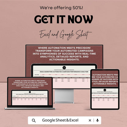 Email Marketing Campaign Performance Analyzer Template | Automated Email Analytics Dashboard | Excel & Google Sheets | Marketing KPI Tracker
