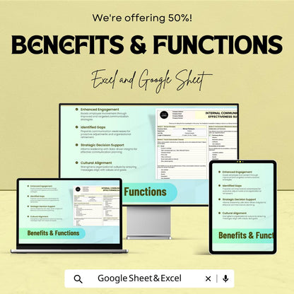 Internal Communication Effectiveness Survey HR Sheet | Excel & Google Sheet Template for Employee Feedback | 50% Off Now!