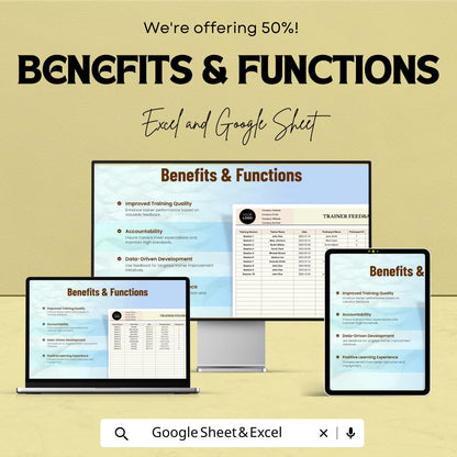 Trainer Feedback Compilation HR Sheet | Excel & Google Sheets | Employee Evaluation Tracker | Performance Dashboard Template